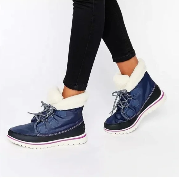 Sorel Cozy Carnival Waterproof Sporty Lightweight Lace Up Navy Blue Black Boots - Picture 2 of 13